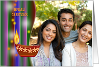 Photo Diwali Greetings with decorative traditional oil lamp card