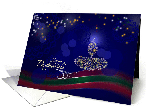Diwali Greetings - decorative lamp on dark blue card (1099786)