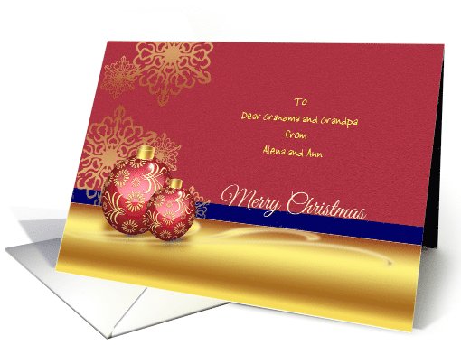 Merry Christmas Greetings - Ornamental Red Golde Balls &... (1105960)