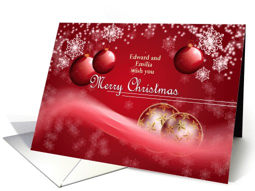 Custom Christmas Greetings - Ornamental Red Golde Balls &... (1105974)