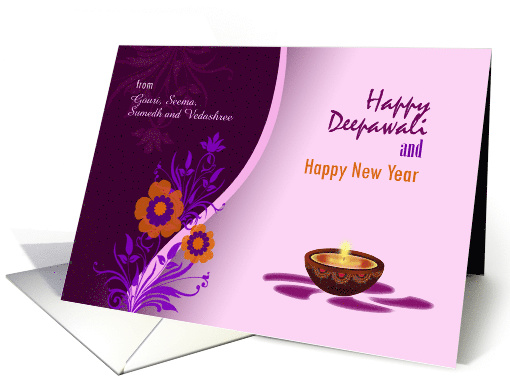 Custom Diwali Greetings - brown decorative lamp on white... (1116206)