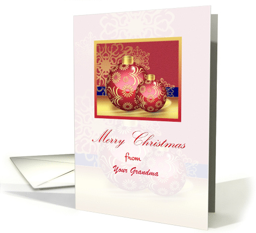 Custom name/ relationship Christmas card with red golden... (1140754)