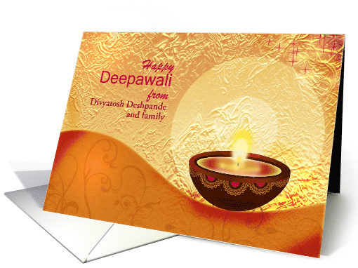 Custom Diwali Greetings-decorative lamp on festive golden... (1148552)