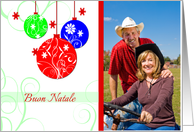 Italian Photo Christmas greetings- Buon Natale - ornaments on white card