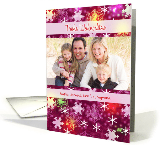 German Custom Photo Christmas greetings - Colorful Snowflakes card