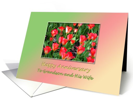 Grandson Wedding Anniversary - Red tulips card (633052)