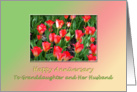 Granddaughter Wedding Anniversary - Red tulips card