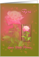 Birthday -June Birth Flower- Pink Rose card