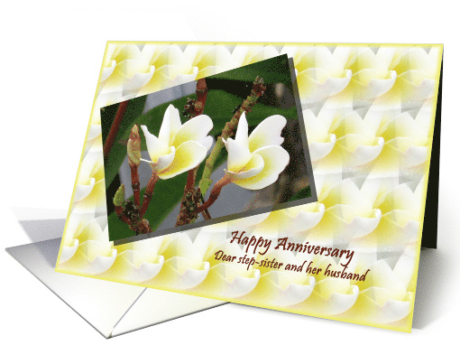 Anniversary Wishes-step sister & her husband-Two flowers card (656433)