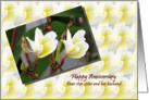Anniversary Wishes-step sister & her husband-Two flowers card
