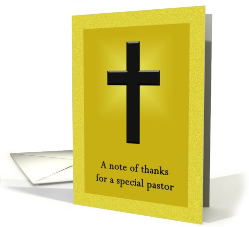 Thank you pastor - Cross on golden background card (795001)