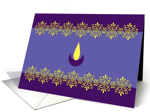 Diwali Greetings - Lamp - Purple and yellow card (798173)