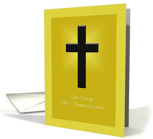 50th anniversary of religious life - Cross on golden background card