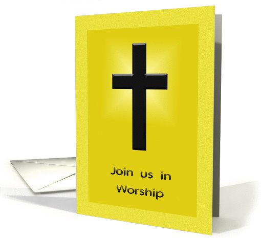 Church Invitation - Cross on golden background card (842441)