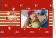 Happy holidays photo card Red with snowflakes card