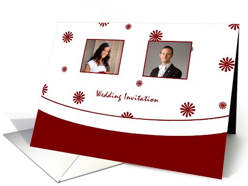 Wedding Invitation card with custom photo - red and white card