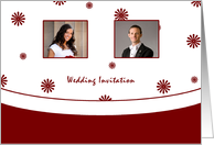 Wedding Invitation card with custom photo - red and white card