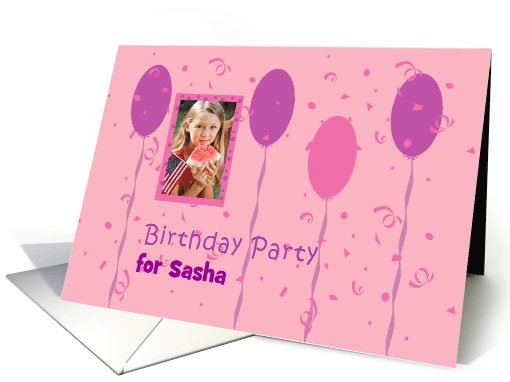 Birthday party invitation photo card with pink and magenta... (854712)
