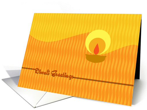 Saffron and yellow Business Diwali Greetings with earthen lamp card