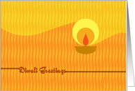 Saffron and yellow Business Diwali Greetings with earthen lamp card