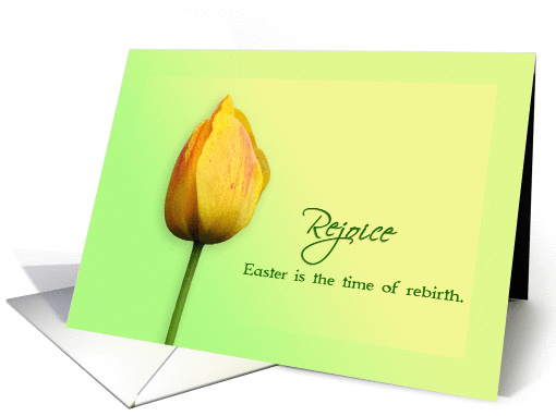 Rejoice - Easter greetings with a yellow Tulip card (886393)