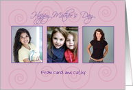 Mother’s day photo card pink twirls card