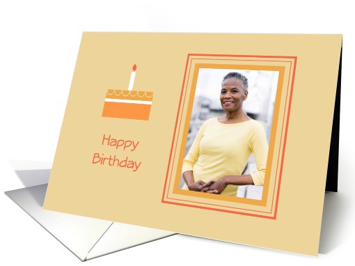 Birthday cake and candle custom photo card (897489)