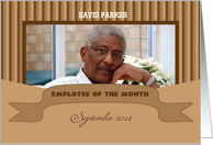 Employee of the month custom photo card with stripes card
