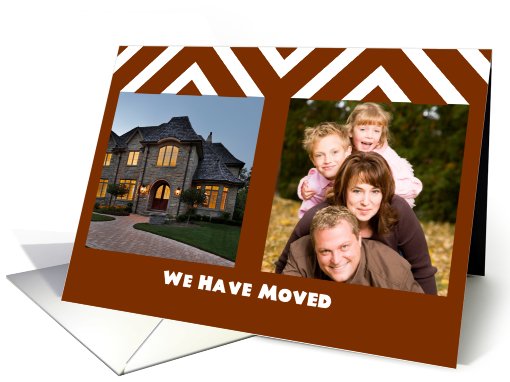 Brown moving announcement photo card with two photos card (900930)