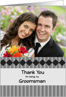 Black and white thank you photo card for Groomsman card