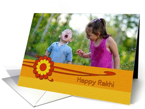 Red and yellow Rakhi card with custom photo card (912779)