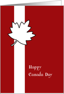 Red and white Canada day card with maple leaf card