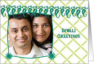 Diwali photo card with green door hanging design card