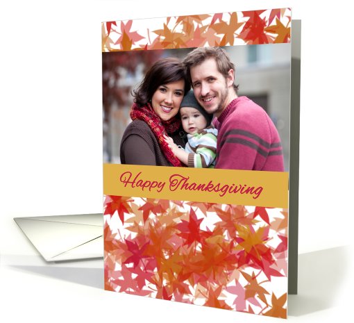 Thanksgiving photo card with maple leaves card (935697)