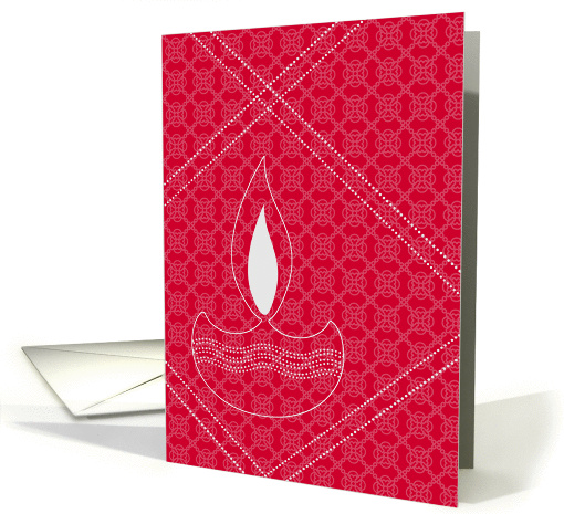 Red and white Diwali card with Diwali lamp card (940100)