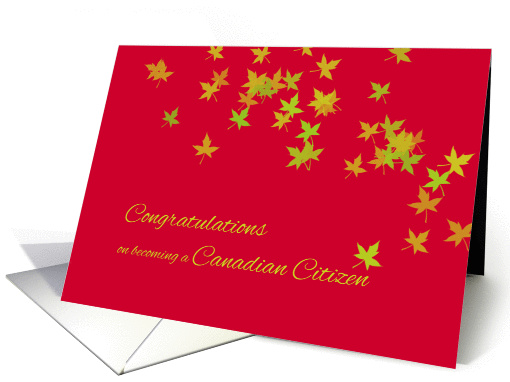 Congratulations on becoming Canadian citizen - maple leaves card