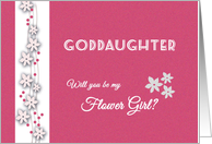 Pink and white Goddaughter Will you be my flower girl card