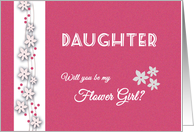 Pink and white Daughter Will you be my flower girl card