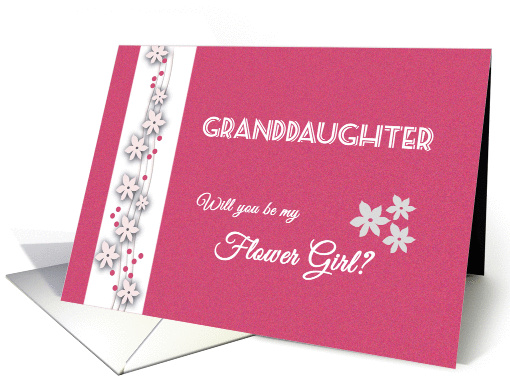 Pink and white Granddaughter Will you be my flower girl card (942787)