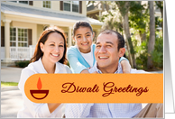 Diwali Greetings Photo Card with Diwali lamp card