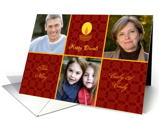 Diwali Greetings Photo Card with three photos card (943081)