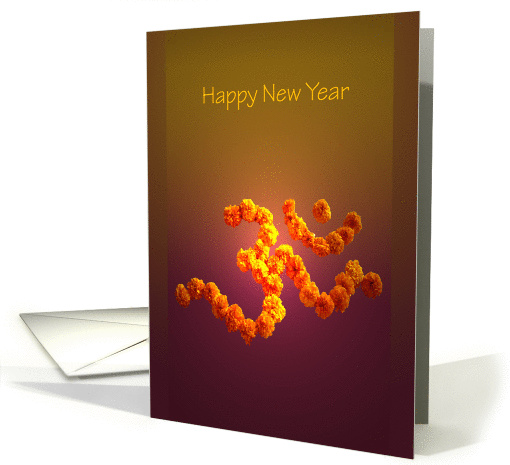 New Year Card with the Sacred Symbol Om created using Marigolds card