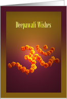 Deepawali greetings with the sacred symbol Om of marigold flowers card