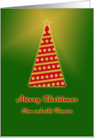Christmas Greetings for Son and his Fiancee - Red Christmas tree card