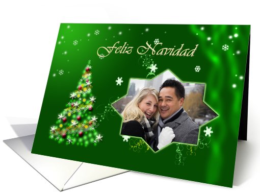 Spanish Christmas Greetings - Photo Card with Green... (981577)