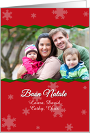 Italian Christmas card with custom photo and snowflakes card