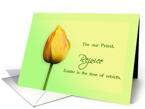 Easter greetings for Priest with yellow Tulip flower card (985927)