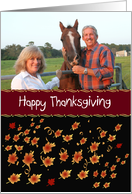 Thanksgiving Photo card with beautiful maple leaves on black card