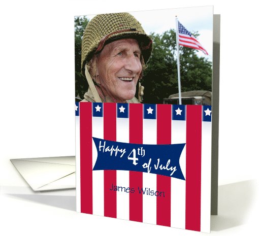 4th July Photo Card with Red Stripes and White Stars card (991531)