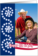 4th of July Photo Card with Swirls of White Stars on Blue card